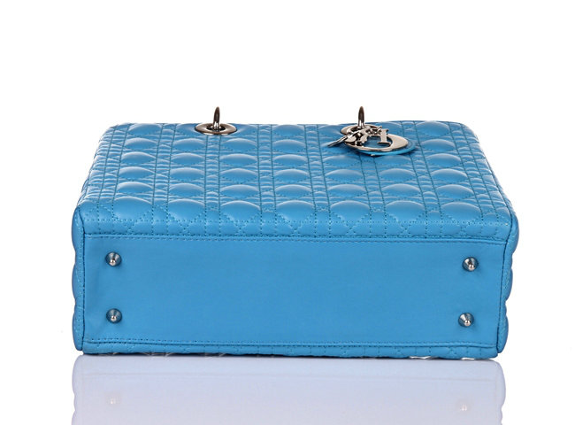 replica jumbo lady dior lambskin leather bag 6322 light blue with silver hardware